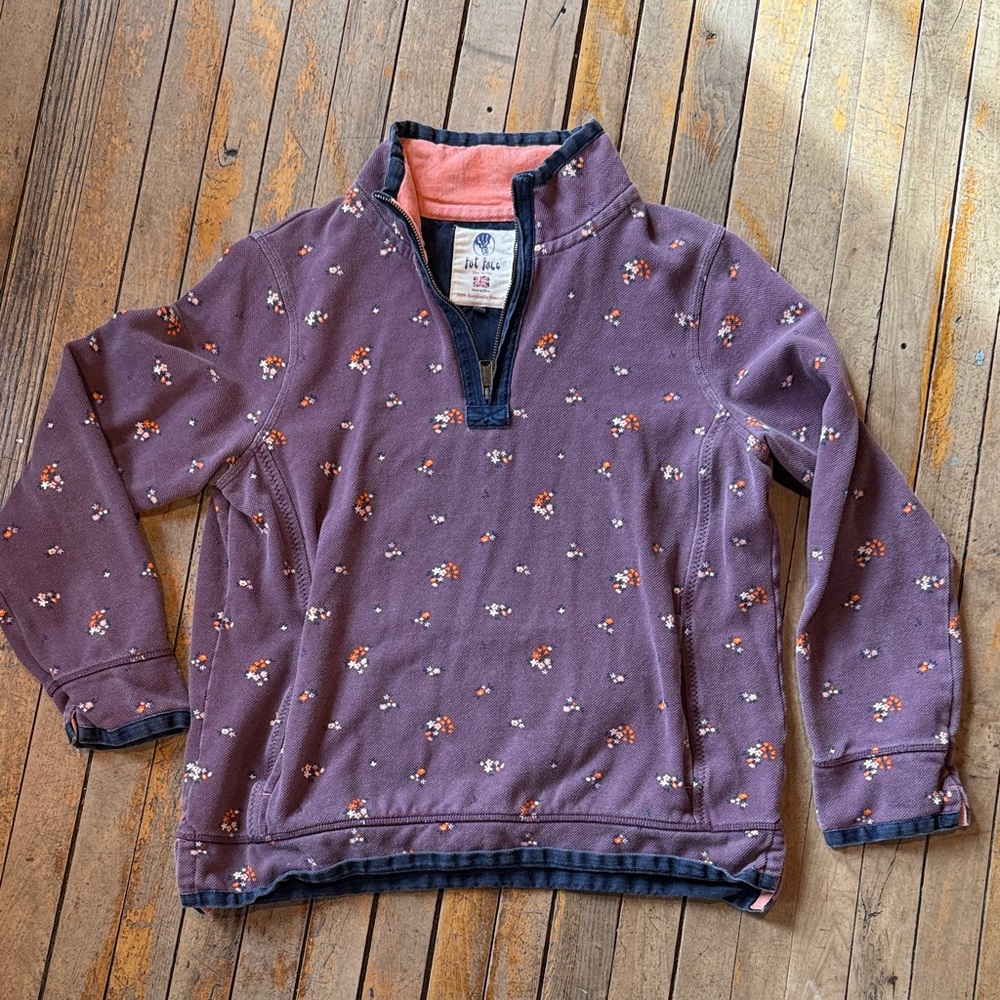 Fat Face Purple Floral Airlie Sweatshirt Quarter Zip